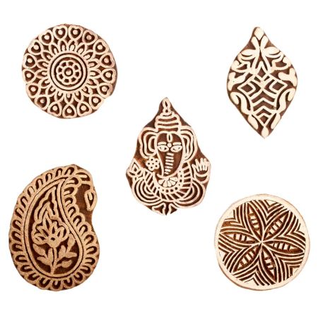 Set of 5 Piece New Mix Wooden Printing Block